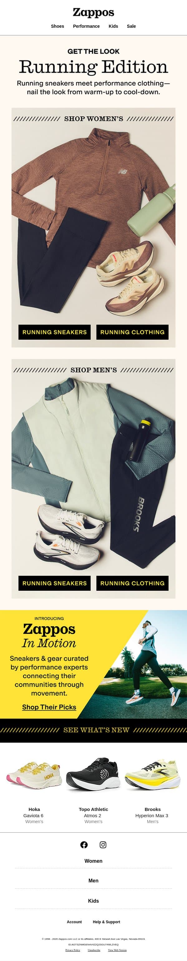 Get the Look: Running Edition email from Zappos screenshot