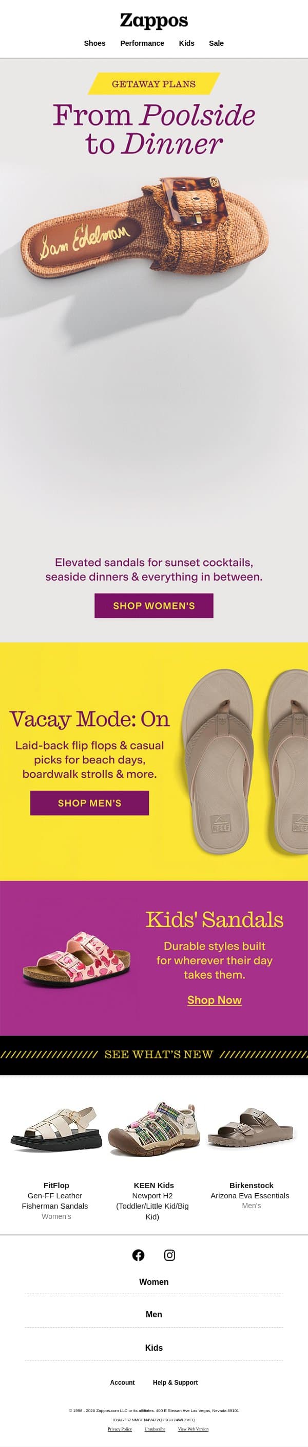 Getaway plans start here ✈️ email from Zappos screenshot