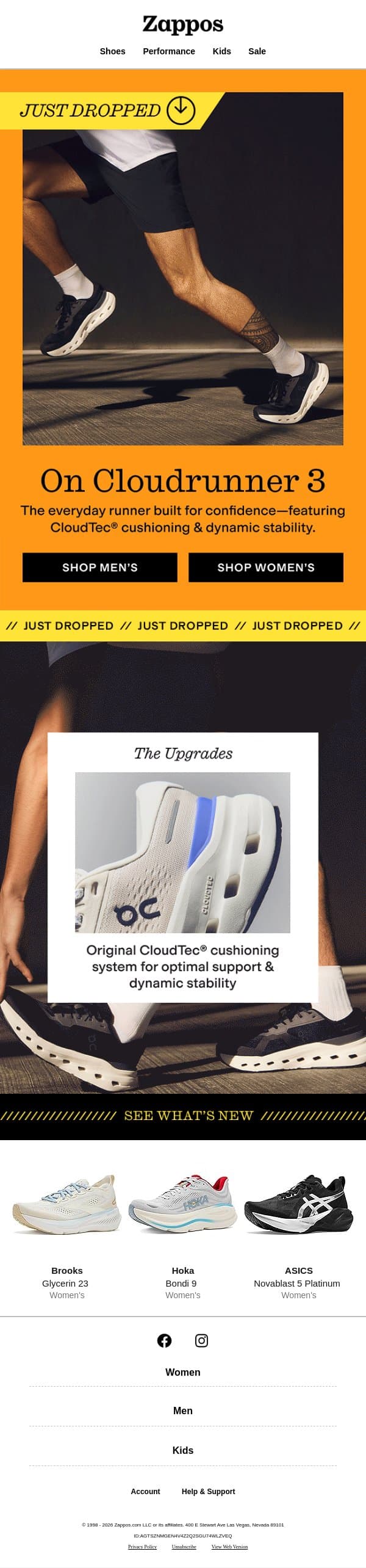 JUST DROPPED: On Cloudrunner 3 🏃 email from Zappos screenshot
