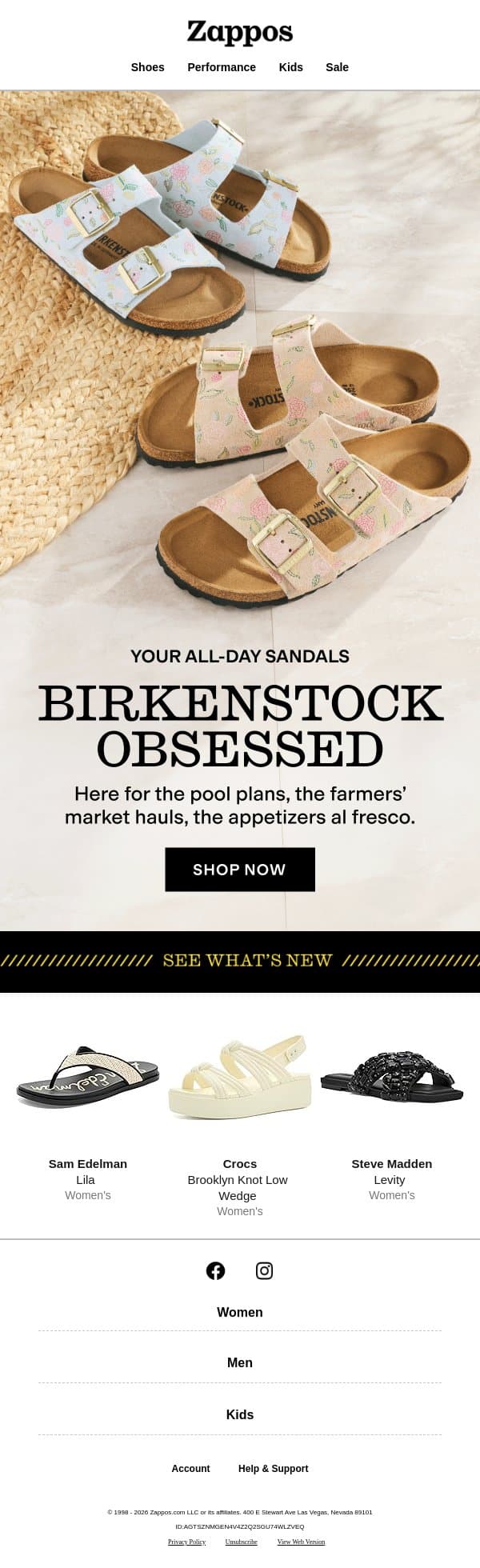 Get ready to live in Birkenstock email from Zappos screenshot