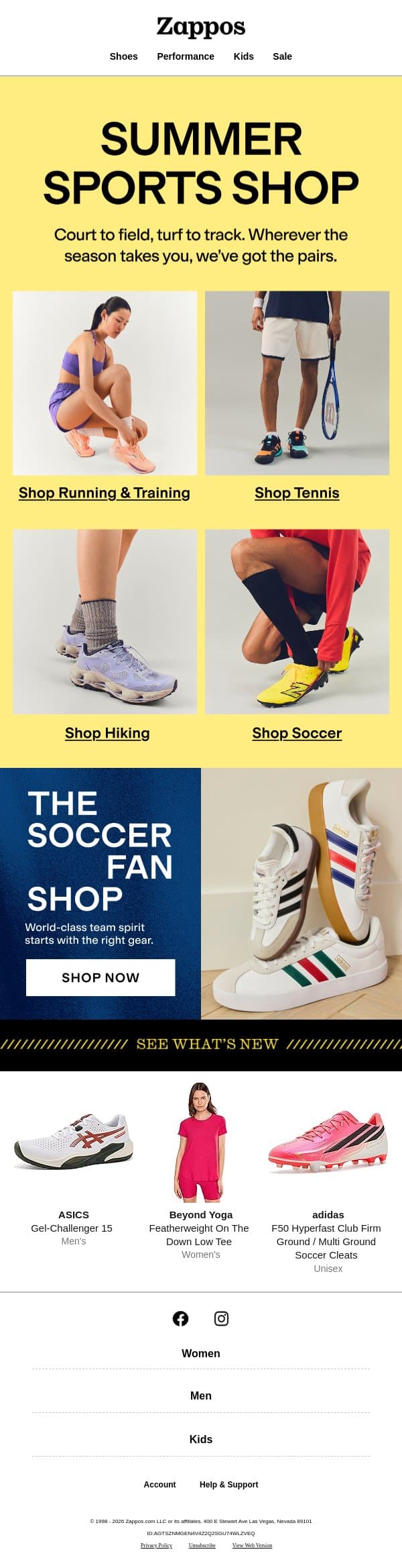 Shoes for every summer sweat session email from Zappos screenshot