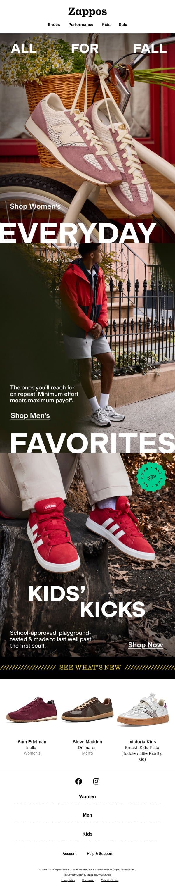Your fall MVPs are here email from Zappos screenshot