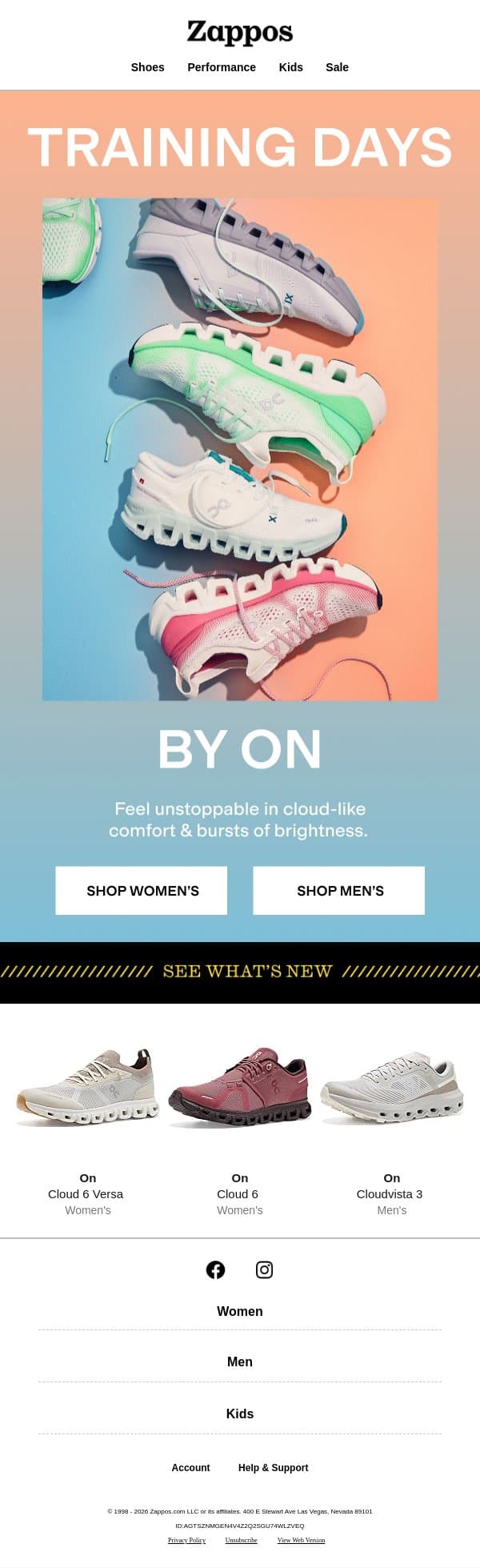 Color meets cushion with On email from Zappos screenshot