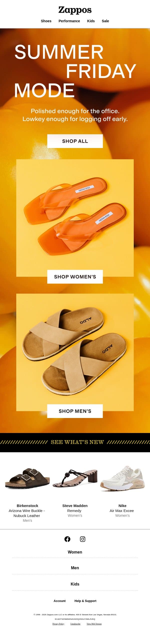 “Work hard, play hard” in shoe form email from Zappos screenshot
