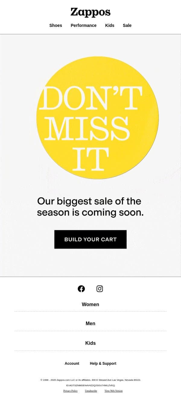 We've been keeping a secret email from Zappos screenshot