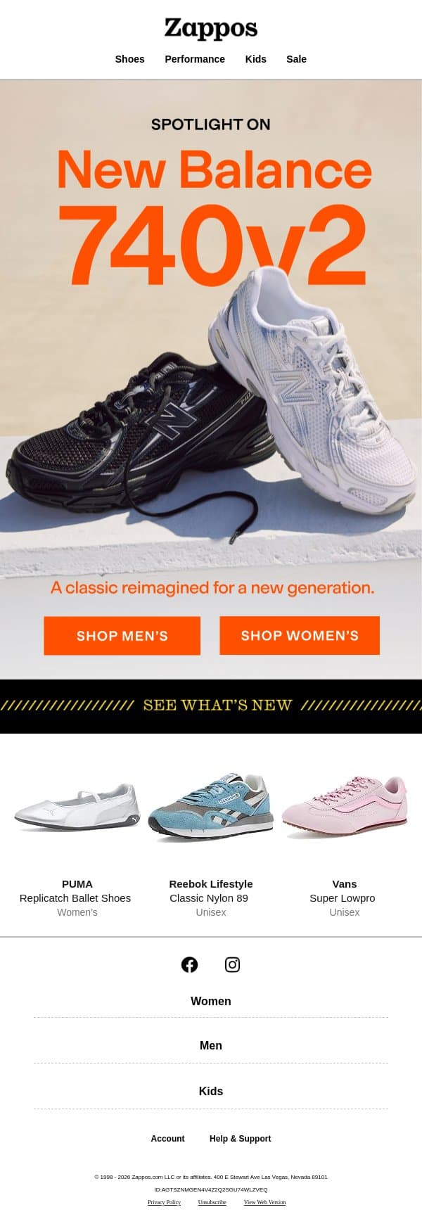 The New Balance icon your collection’s missing 👟 email from Zappos screenshot