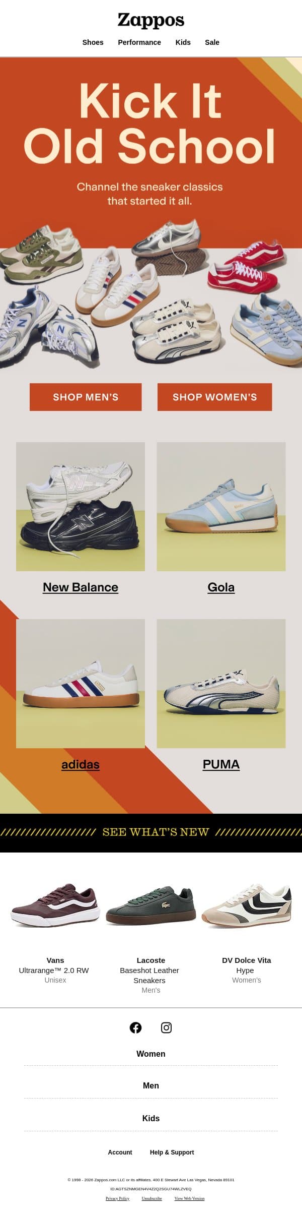 Sneakers with the right touch of retro email from Zappos screenshot