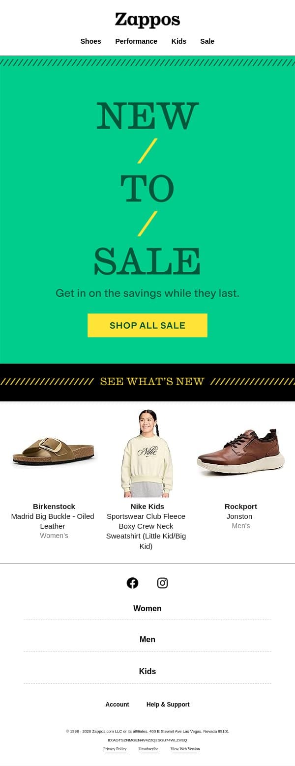 Your favorites—now for less email from Zappos screenshot