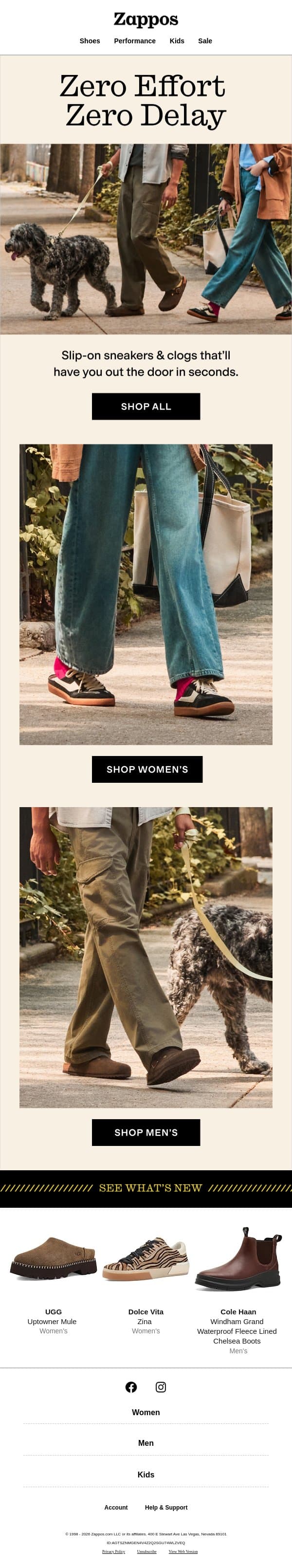 Shoes made for easy exits email from Zappos screenshot
