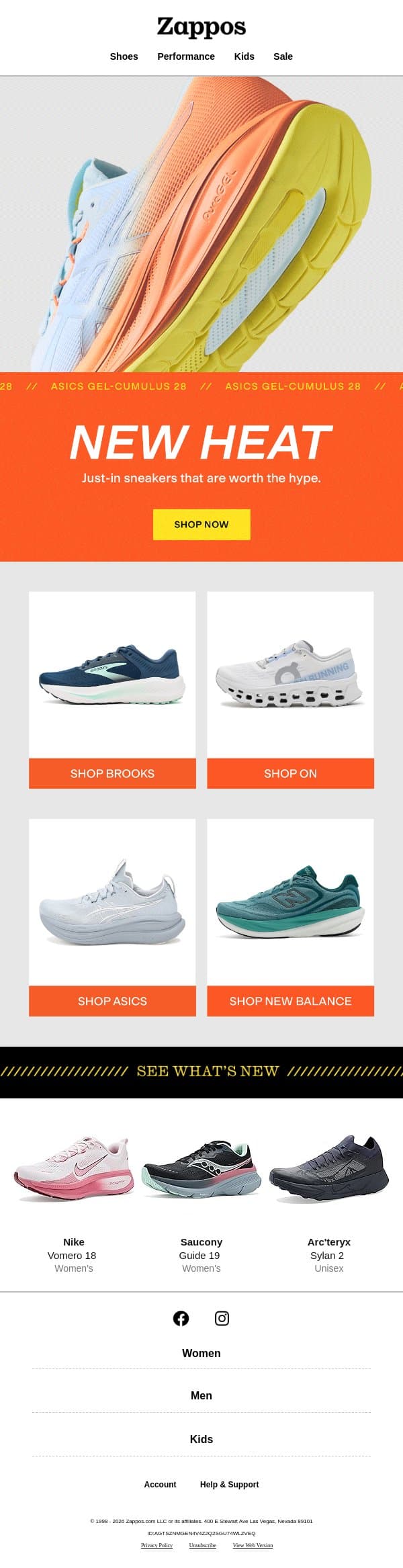 The latest & greatest are here 👟 email from Zappos screenshot
