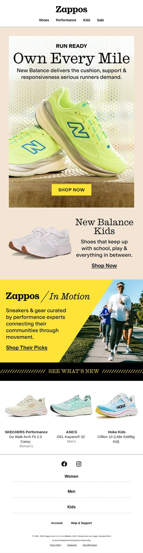 Run stronger in New Balance email from Zappos screenshot
