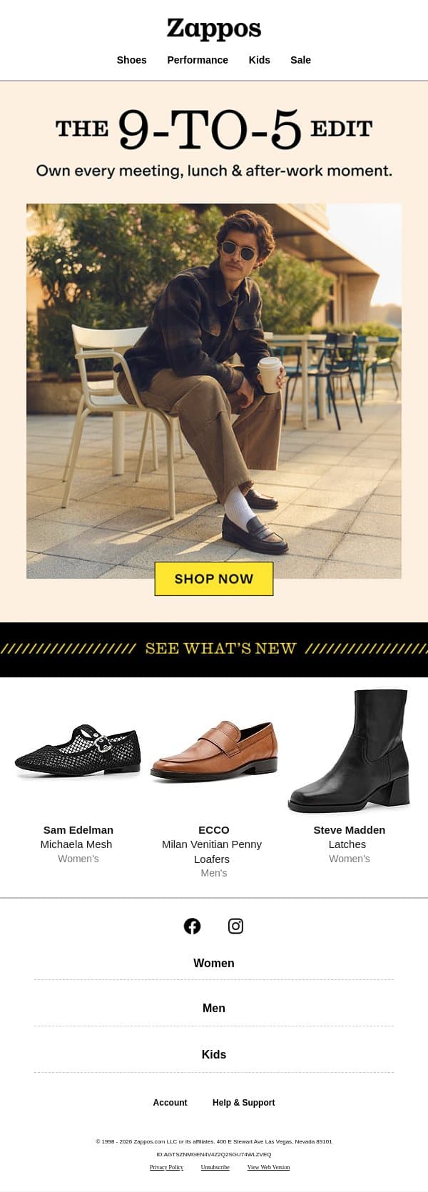Shop our 9-to-5 edit email from Zappos screenshot