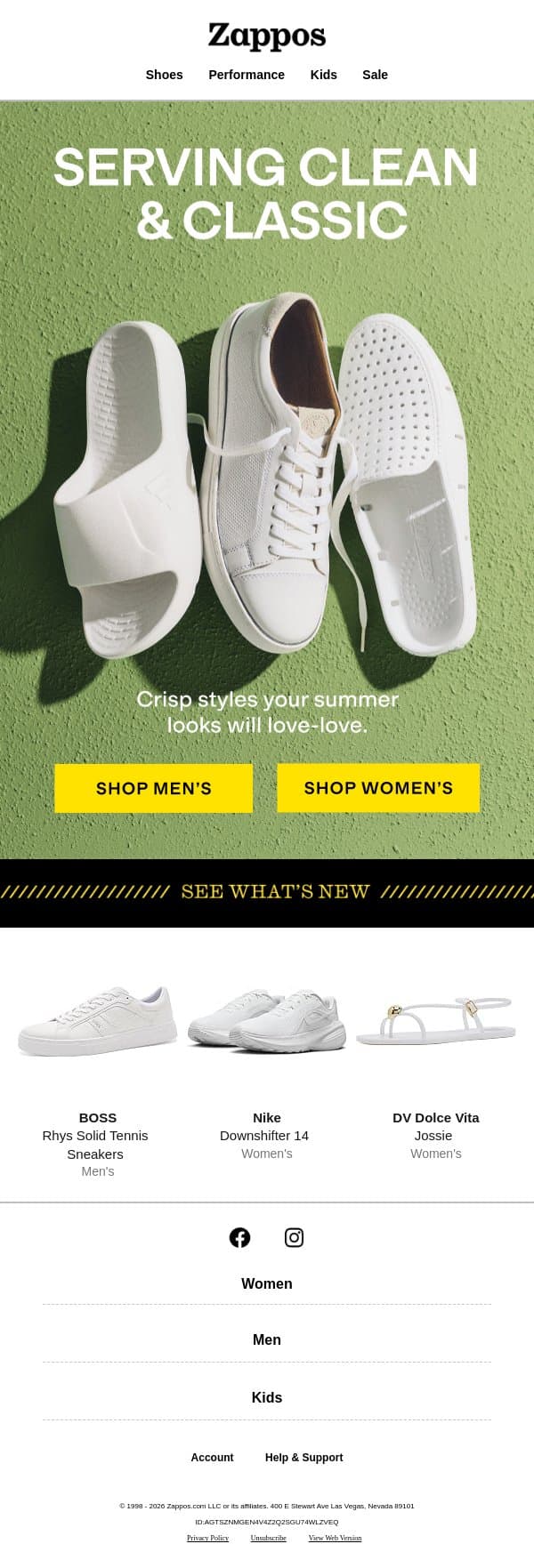 Your shoe game is about to rally 🎾 email from Zappos screenshot