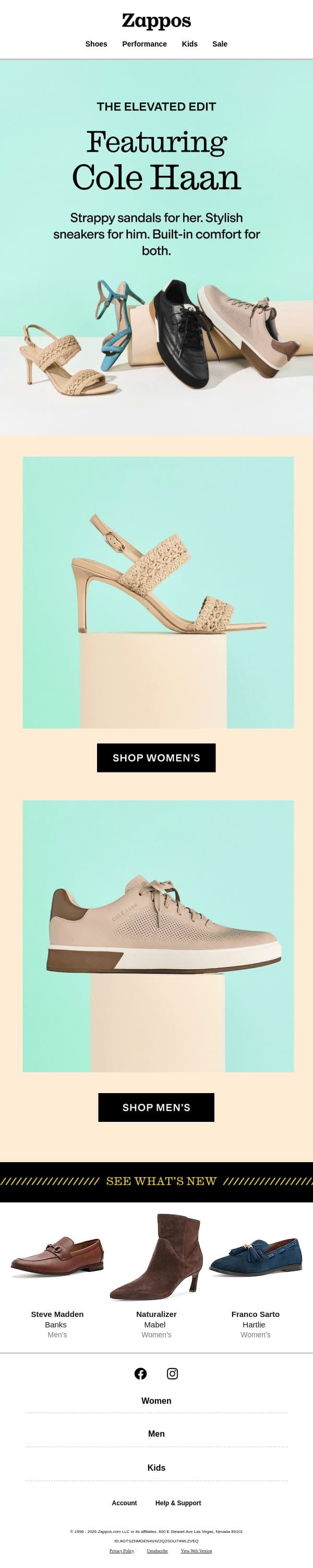 Cole Haan makes dressing up easy email from Zappos screenshot