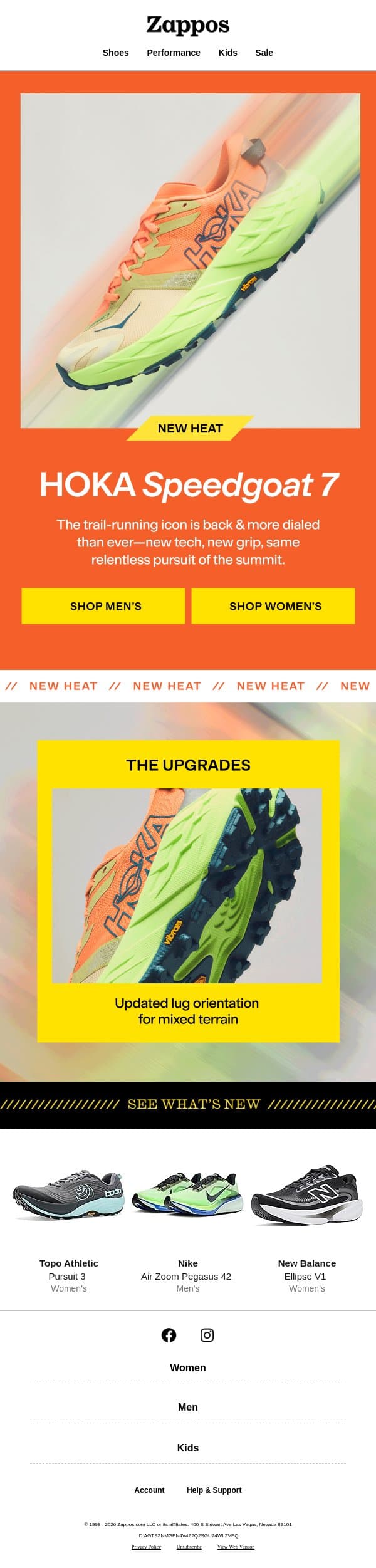 NEW HEAT: HOKA Speedgoat 7 🏃 email from Zappos screenshot