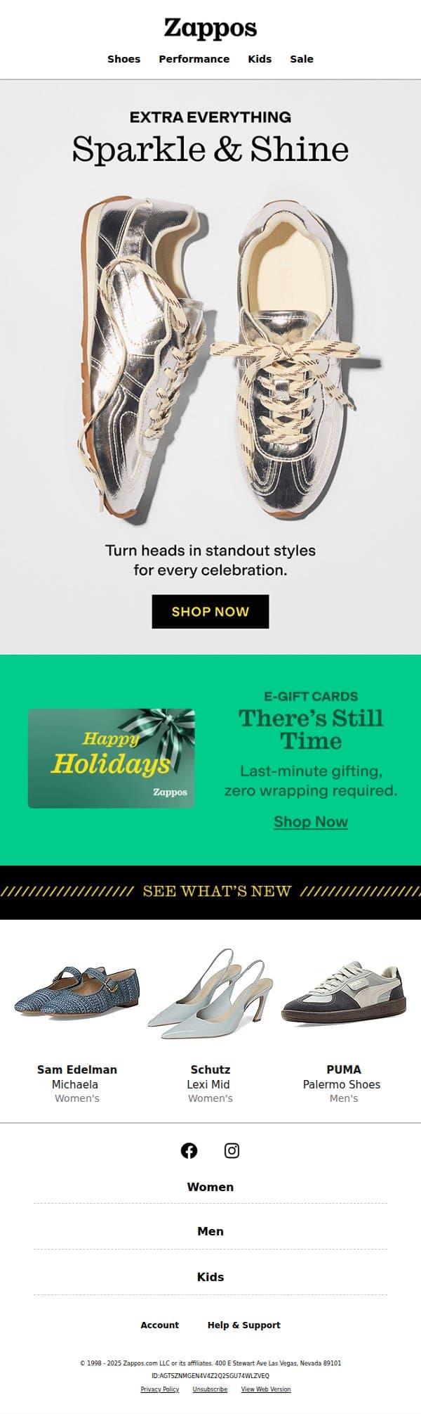 Find your sparkle & shine 🌟 email from Zappos screenshot
