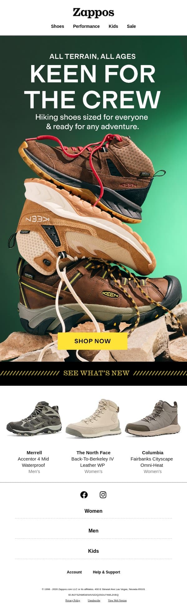 Take a family hike with KEEN email from Zappos screenshot