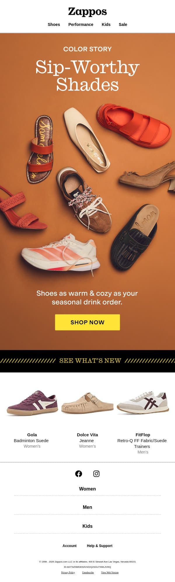 Styles steeped in fall colors ☕ email from Zappos screenshot
