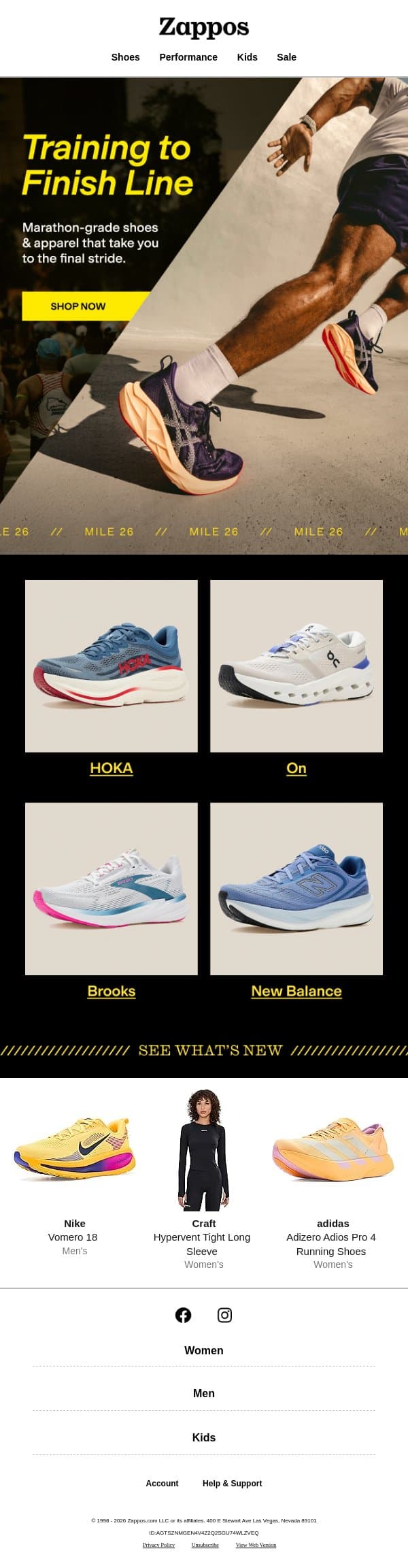 Endurance tested, marathon-approved email from Zappos screenshot