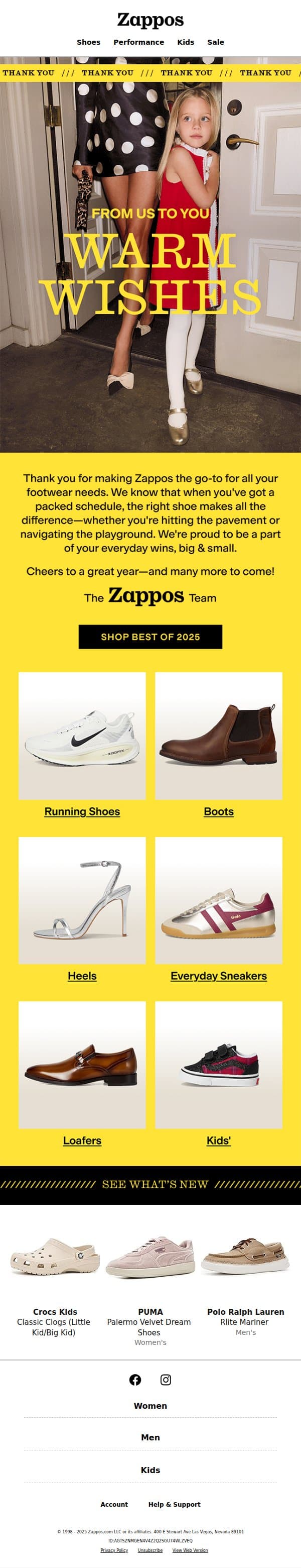 Happy Holidays from Zappos ✨ email from Zappos screenshot