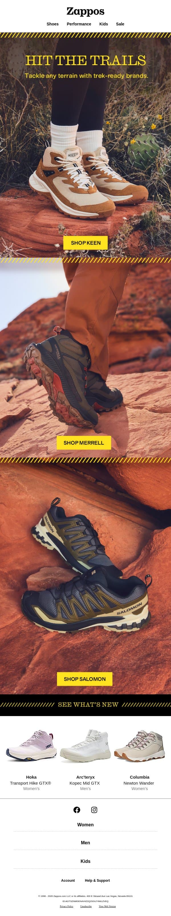 Lace up with outdoor favorites ⛰️ email from Zappos screenshot