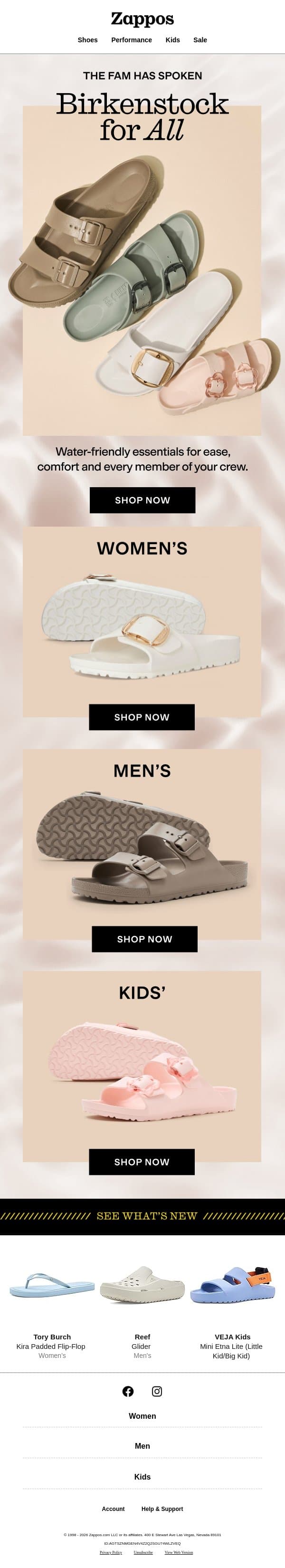 The brand the whole family can agree on email from Zappos screenshot