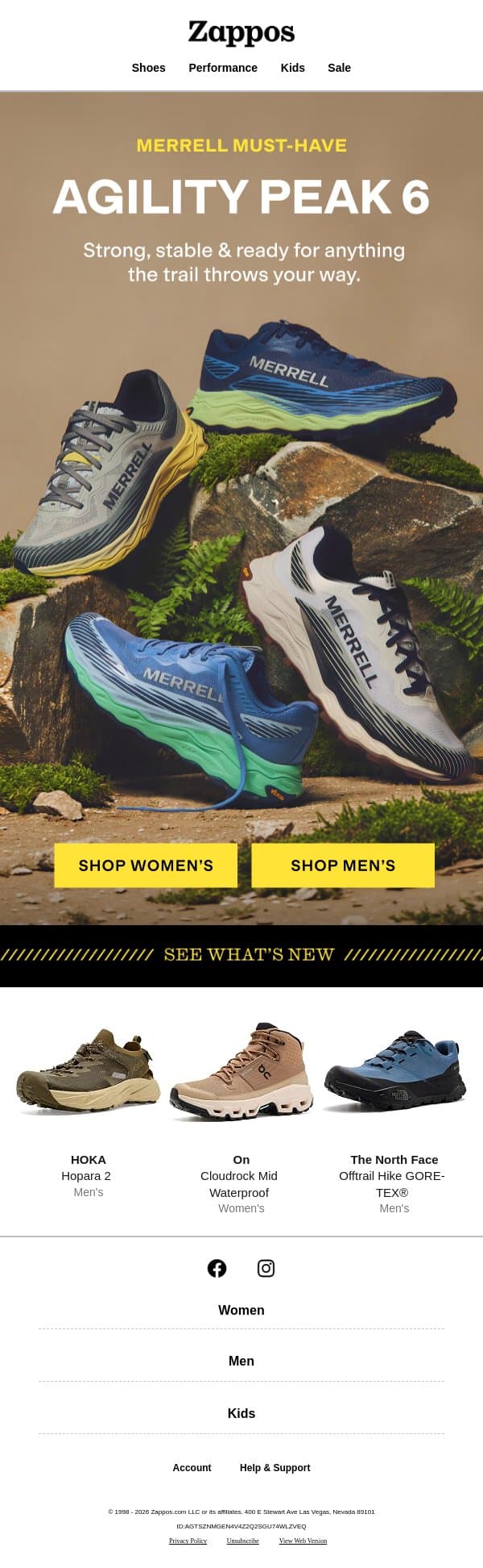 The mountains are calling—Merrell’s answering ⛰️ email from Zappos screenshot
