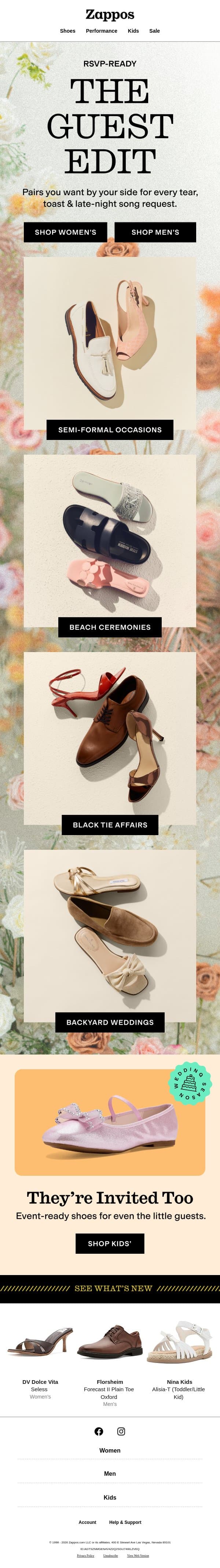 Wedding season is in full swing 💐 email from Zappos screenshot