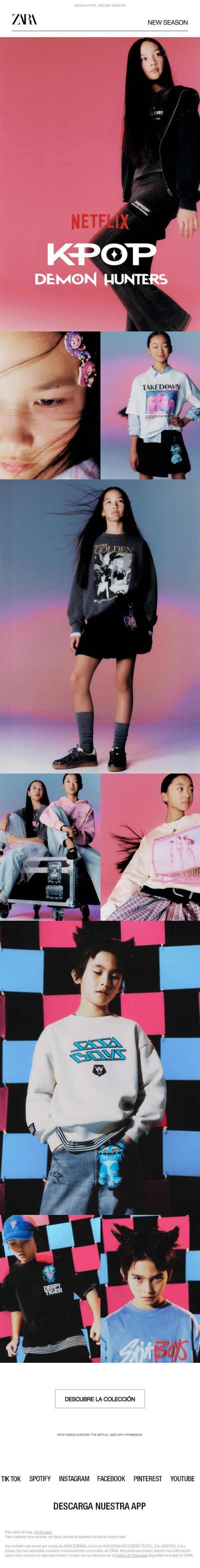 KPOP Demon Hunters email from Zara screenshot