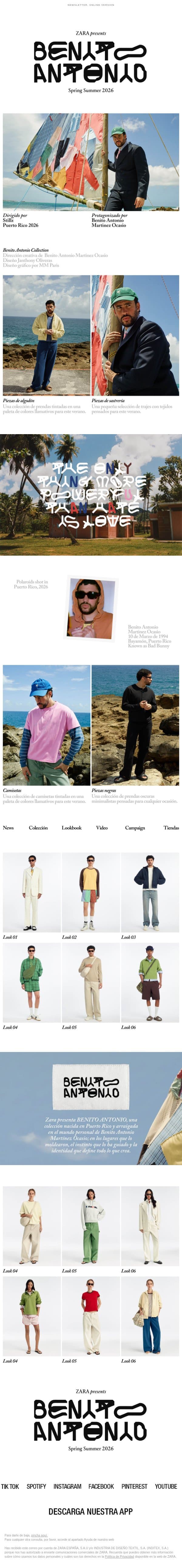 Zara presenta BENITO ANTONIO email from Zara screenshot