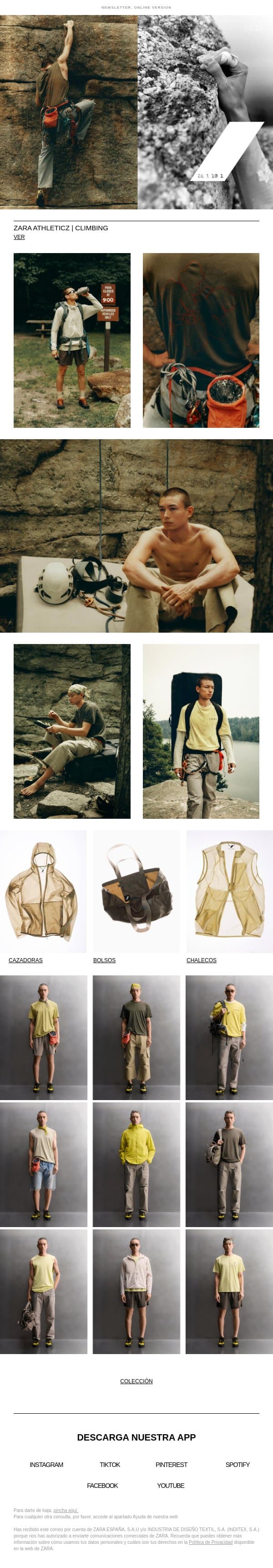 ZARA ATHLETICZ | CLIMBING email from Zara screenshot