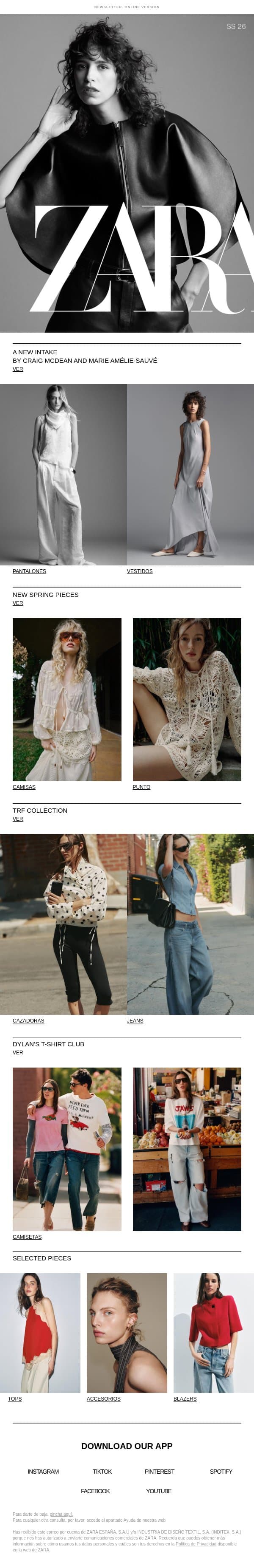 Woman | Explora nuestras últimas colecciones email from Zara screenshot
