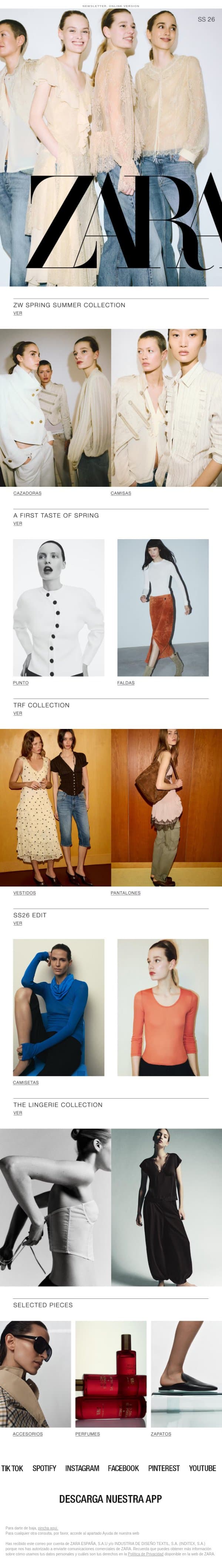 Nueva Temporada | Spring/Summer Collection email from Zara screenshot