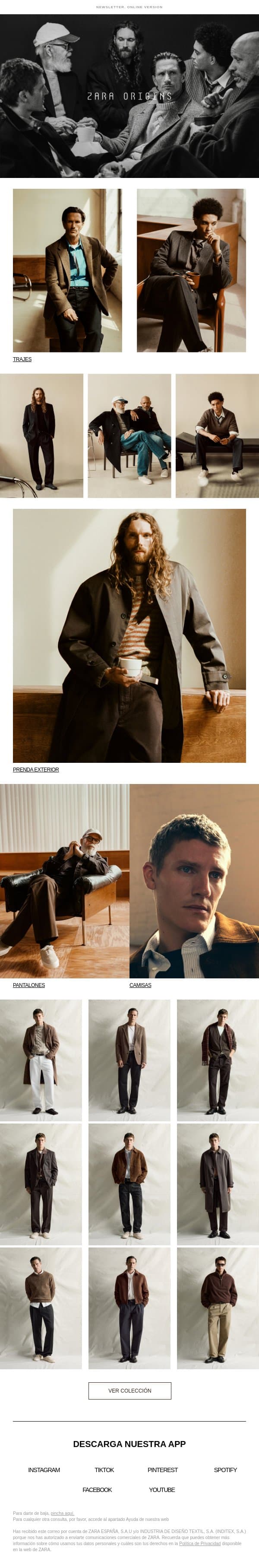 ZARA ORIGINS email from Zara screenshot
