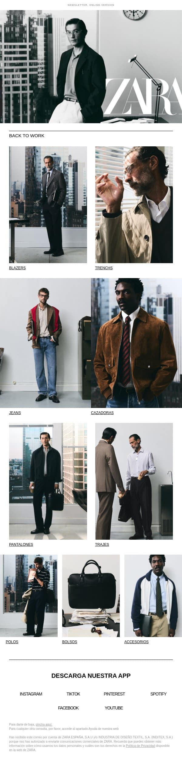 Back to it. Nuevos looks para la vuelta email from Zara screenshot