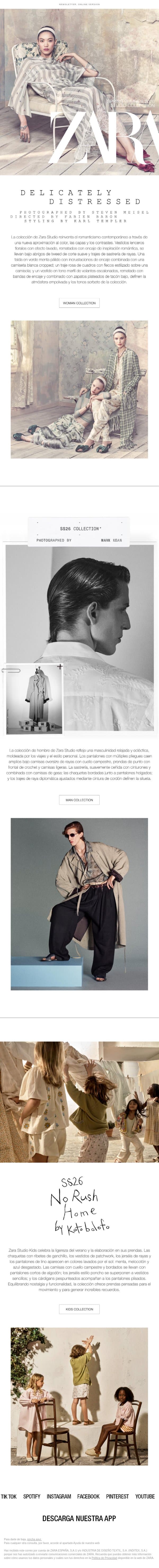 STUDIO COLLECTION SS26 email from Zara screenshot