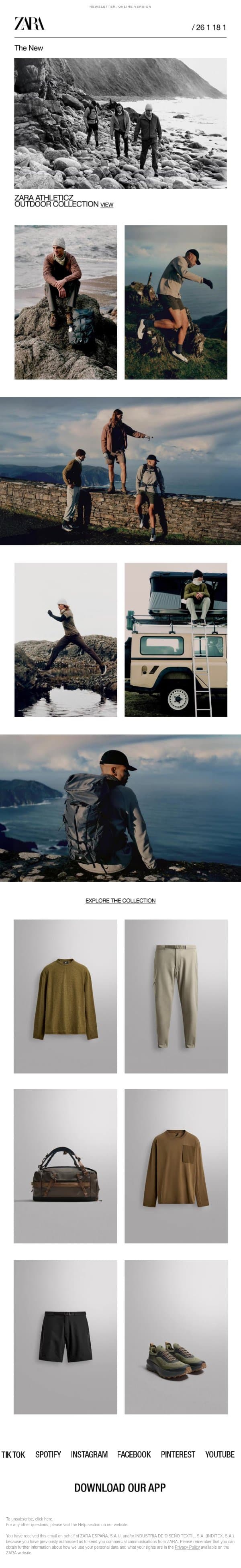 ZARA ATHLETICZ email from Zara screenshot
