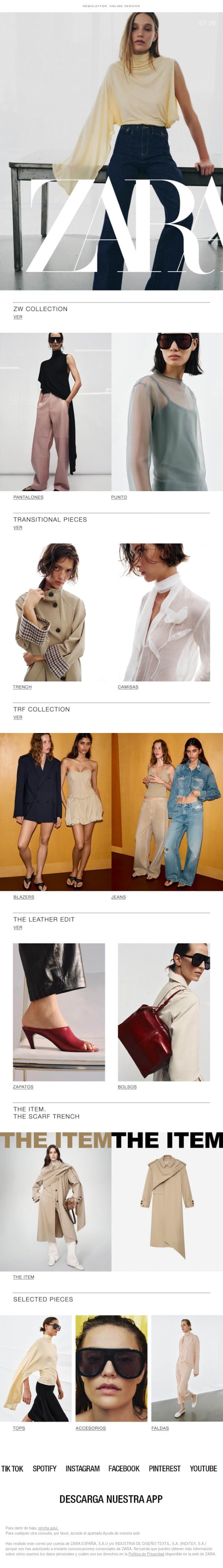 Descubre las últimas tendencias email from Zara screenshot