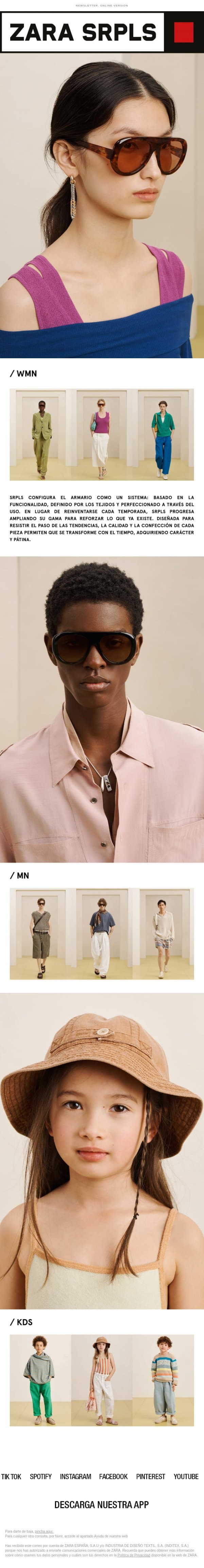 ZARA SRPLS. COLECCIÓN 16. Drop 01 email from Zara screenshot