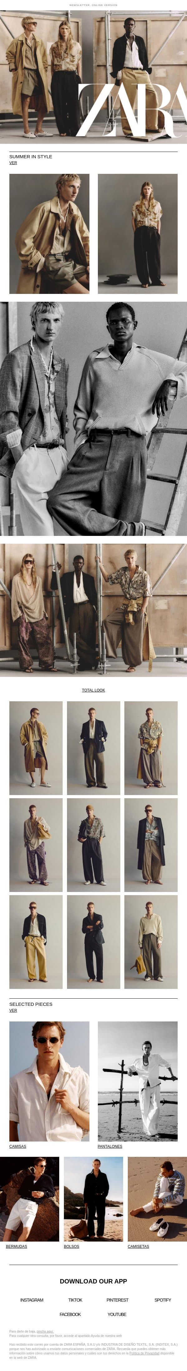Man | Summer in Style email from Zara screenshot
