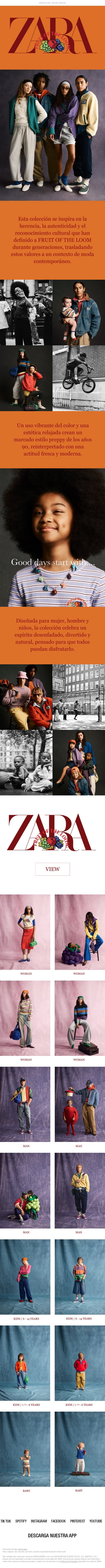 FRUIT OF THE LOOM™ x ZARA email from Zara screenshot