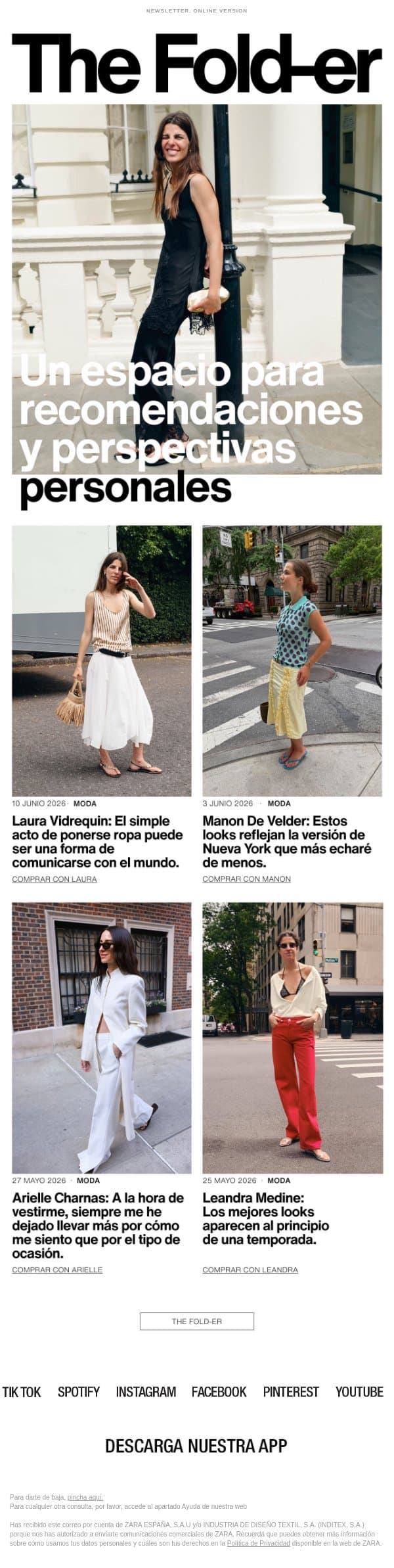 THE FOLD-ER email from Zara screenshot