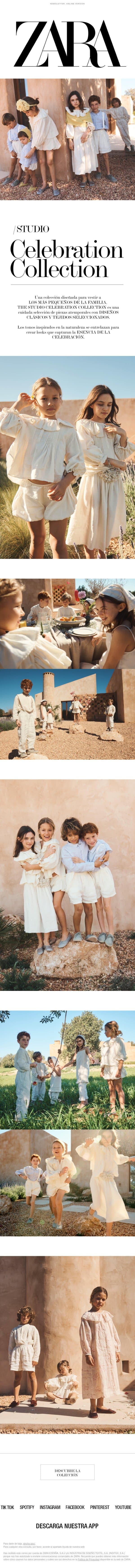 STUDIO KIDS | The Celebration Collection email from Zara screenshot