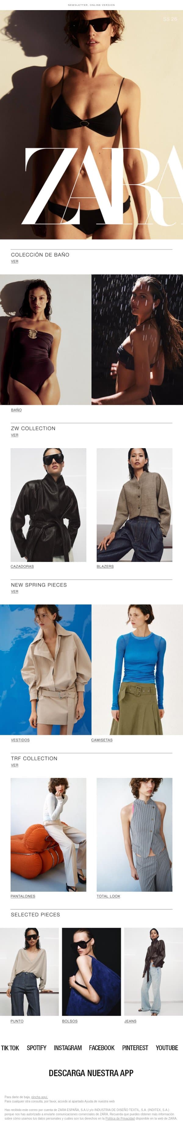 Woman | Colección de baño email from Zara screenshot