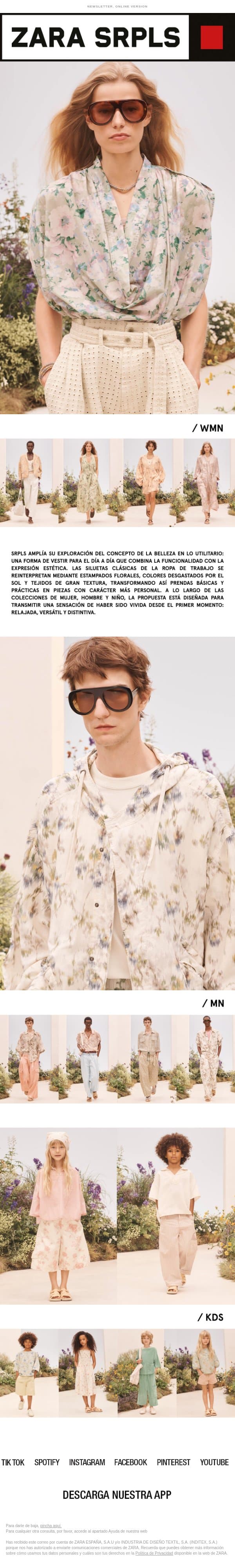 ZARA SRPLS FLWRS email from Zara screenshot