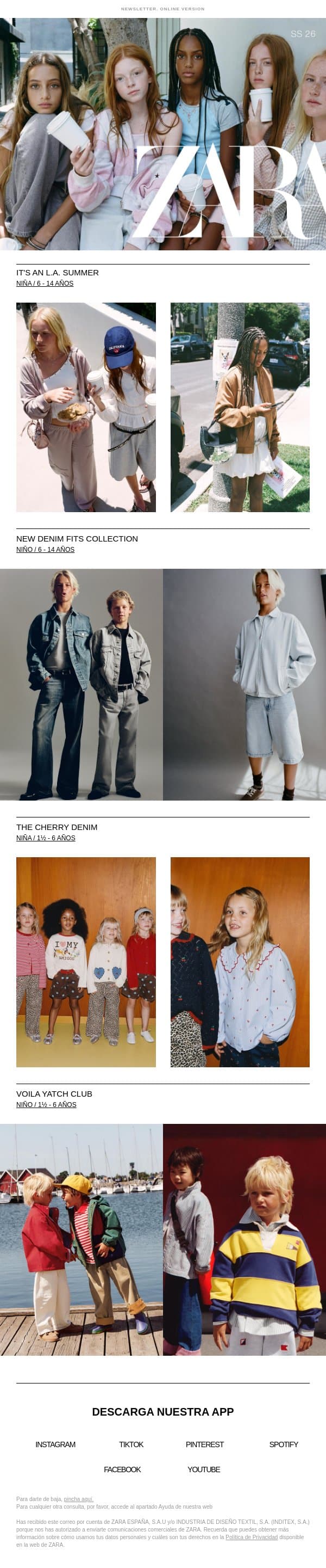 Kids | Descubre las últimas novedades email from Zara screenshot