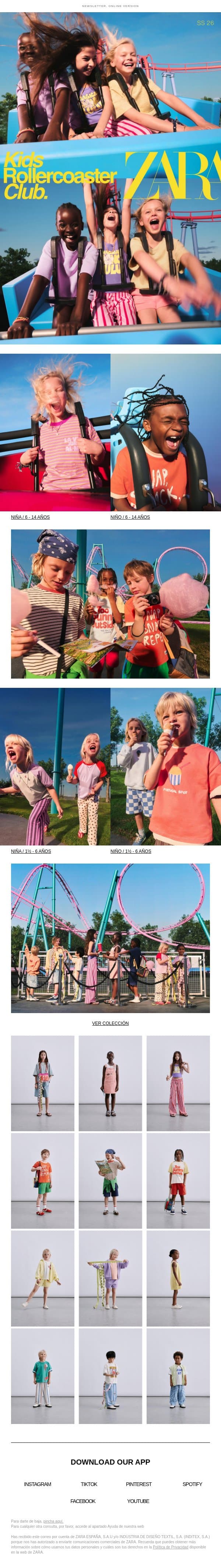 Kids | SUMMER CAMP email from Zara screenshot