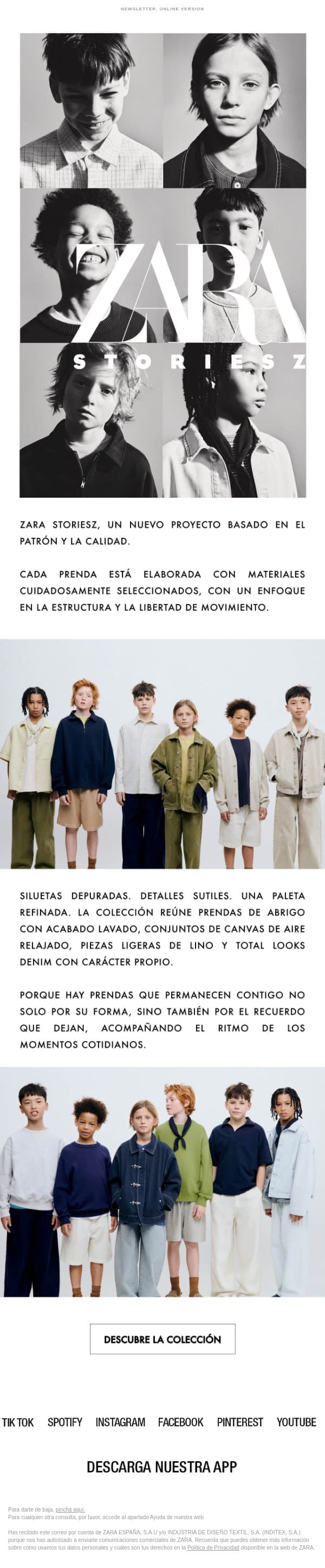 ZARA STORIESZ | Nuevo lanzamiento email from Zara screenshot