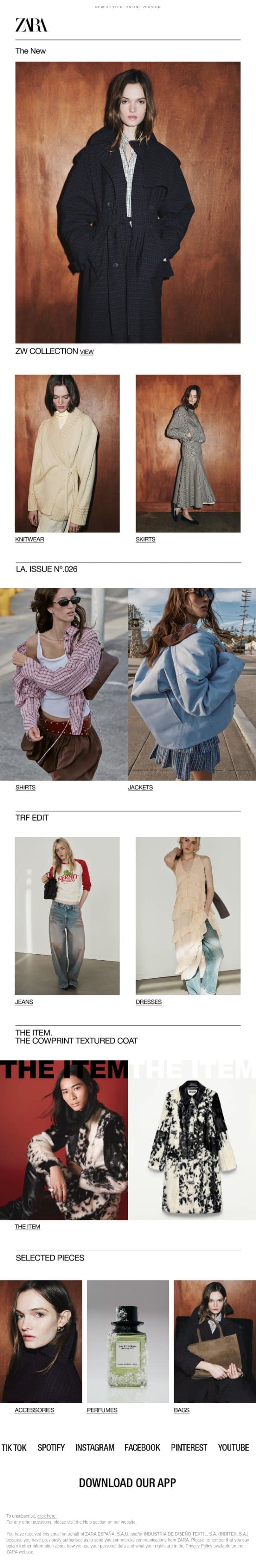 New: Key pieces email from Zara screenshot