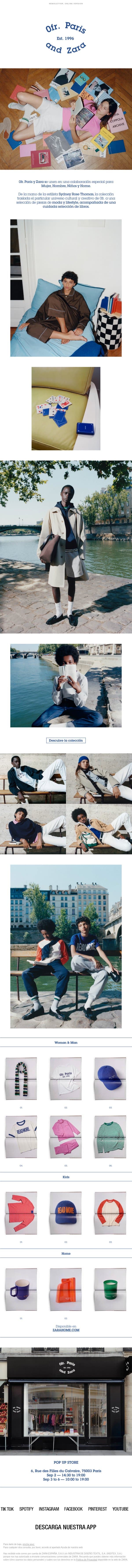 0FR. PARIS and ZARA email from Zara screenshot